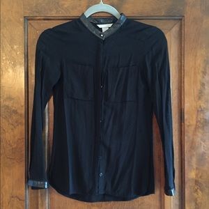 H&M Black Blouse with Faux Leather